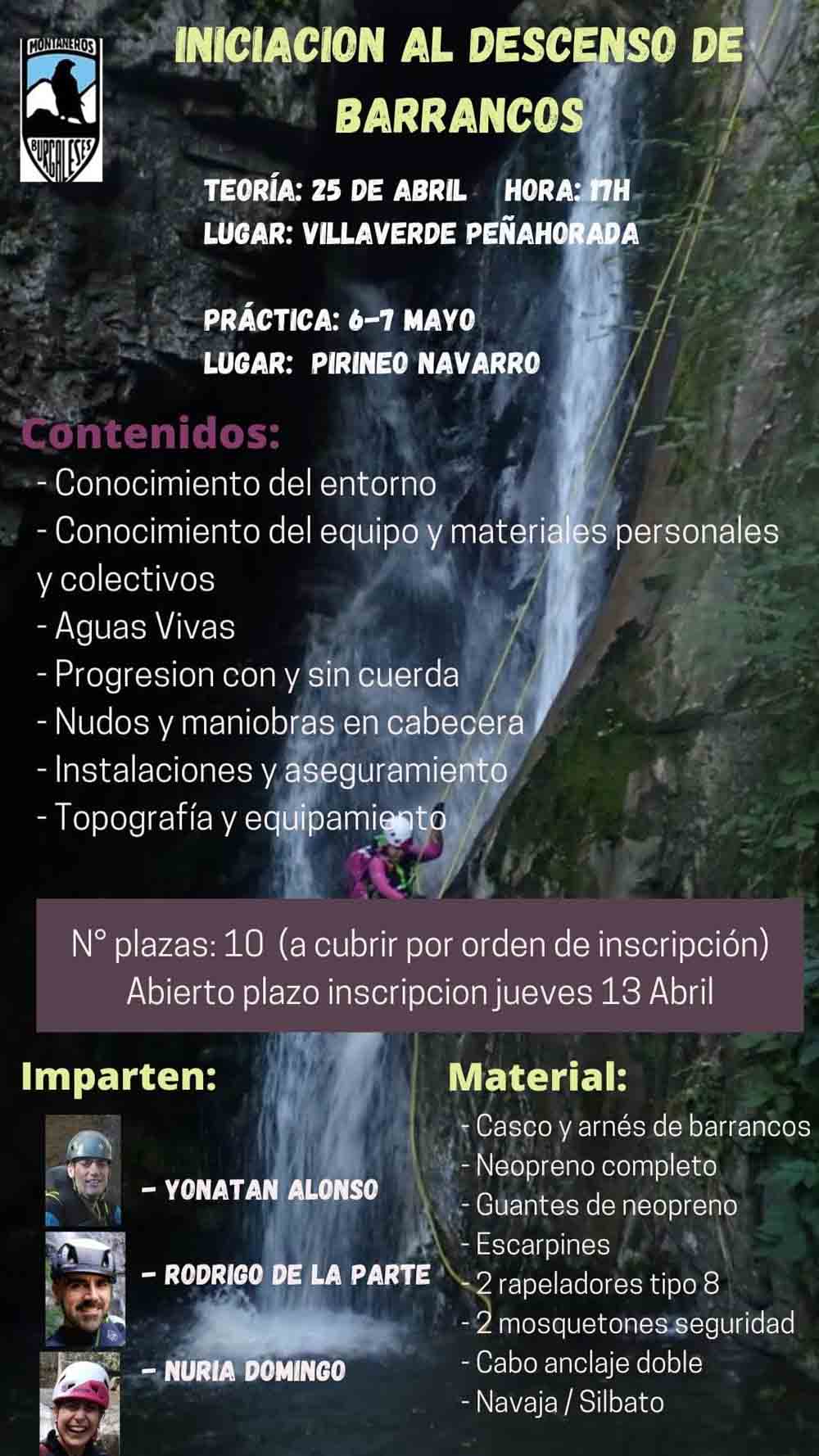 Cartel Iniciación al descenso de Barrancos